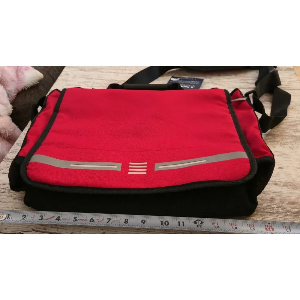 Lands' End Cool Blue Light-Up Messenger Bag Red Black Laptop Commuter B4C-MB